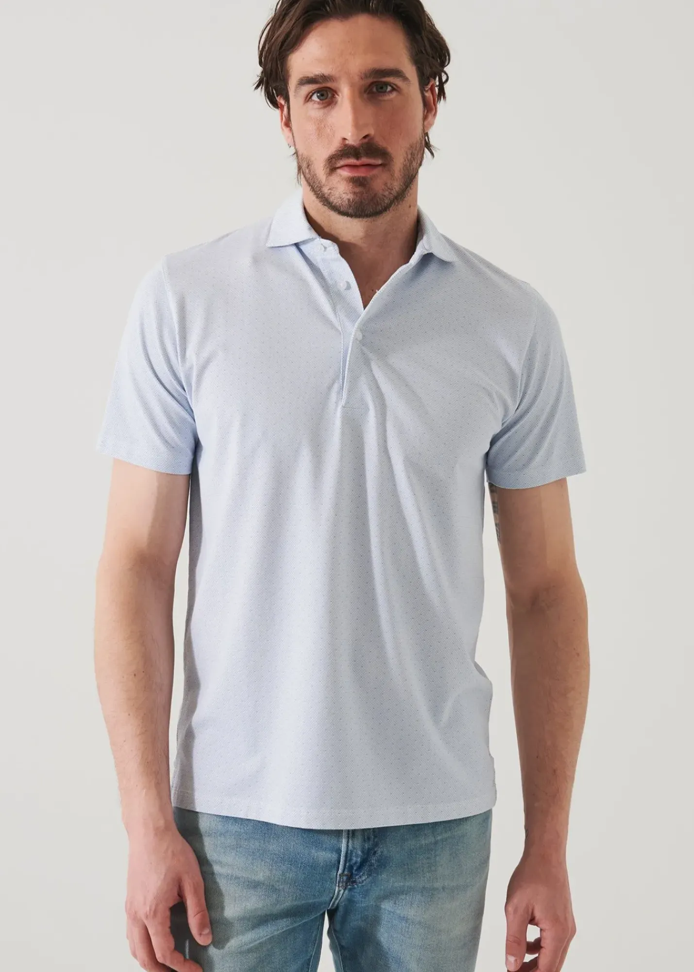 PATRICK ASSARAF Pima Cotton Stretch Printed Polo|Men Polos
