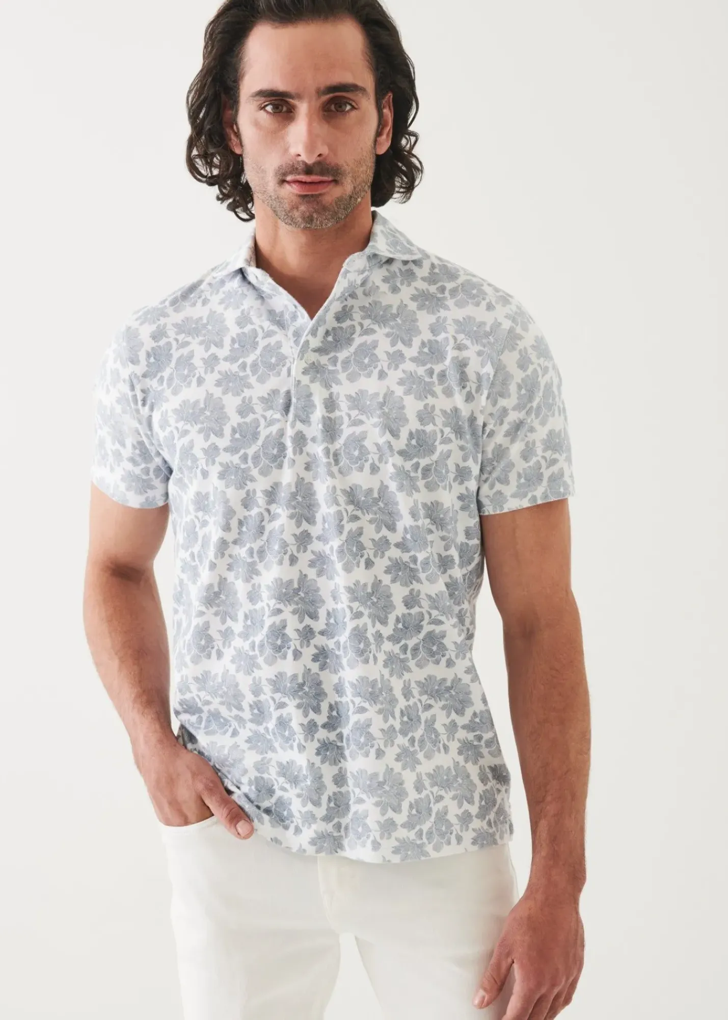 PATRICK ASSARAF Pima Cotton Stretch Printed Polo|Men Polos