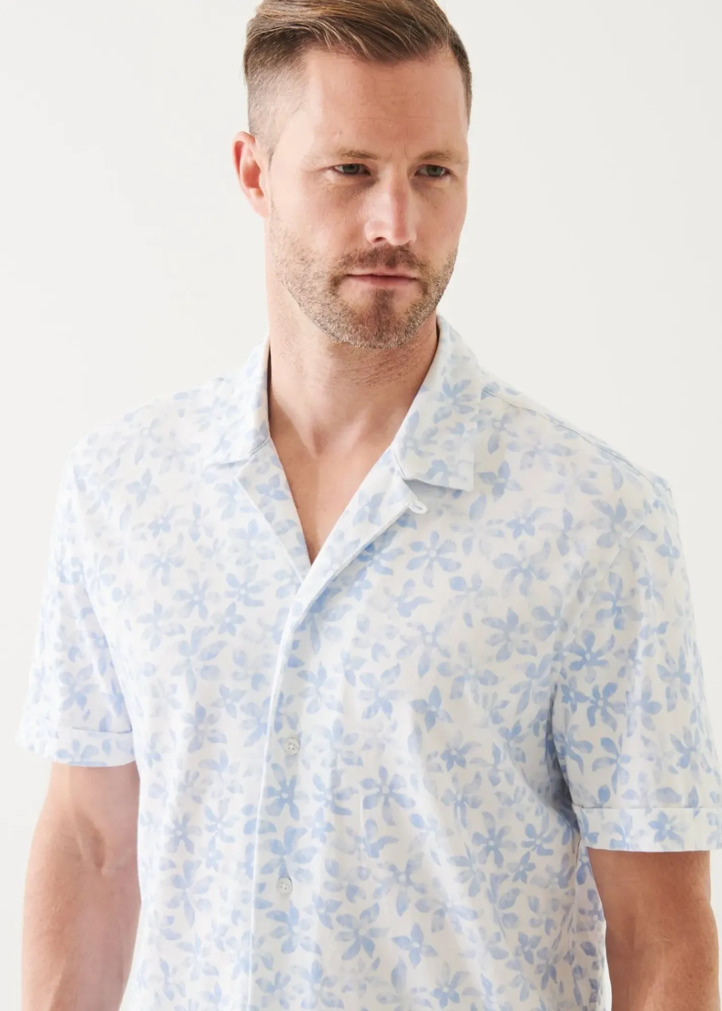 PATRICK ASSARAF Pima Cotton Stretch Printed Camp Shirt|Men Shirts