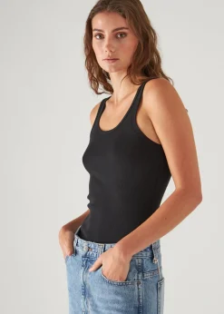 PATRICK ASSARAF Pima Cotton Stretch Scoop Neck Rib Tank|Women T-Shirts