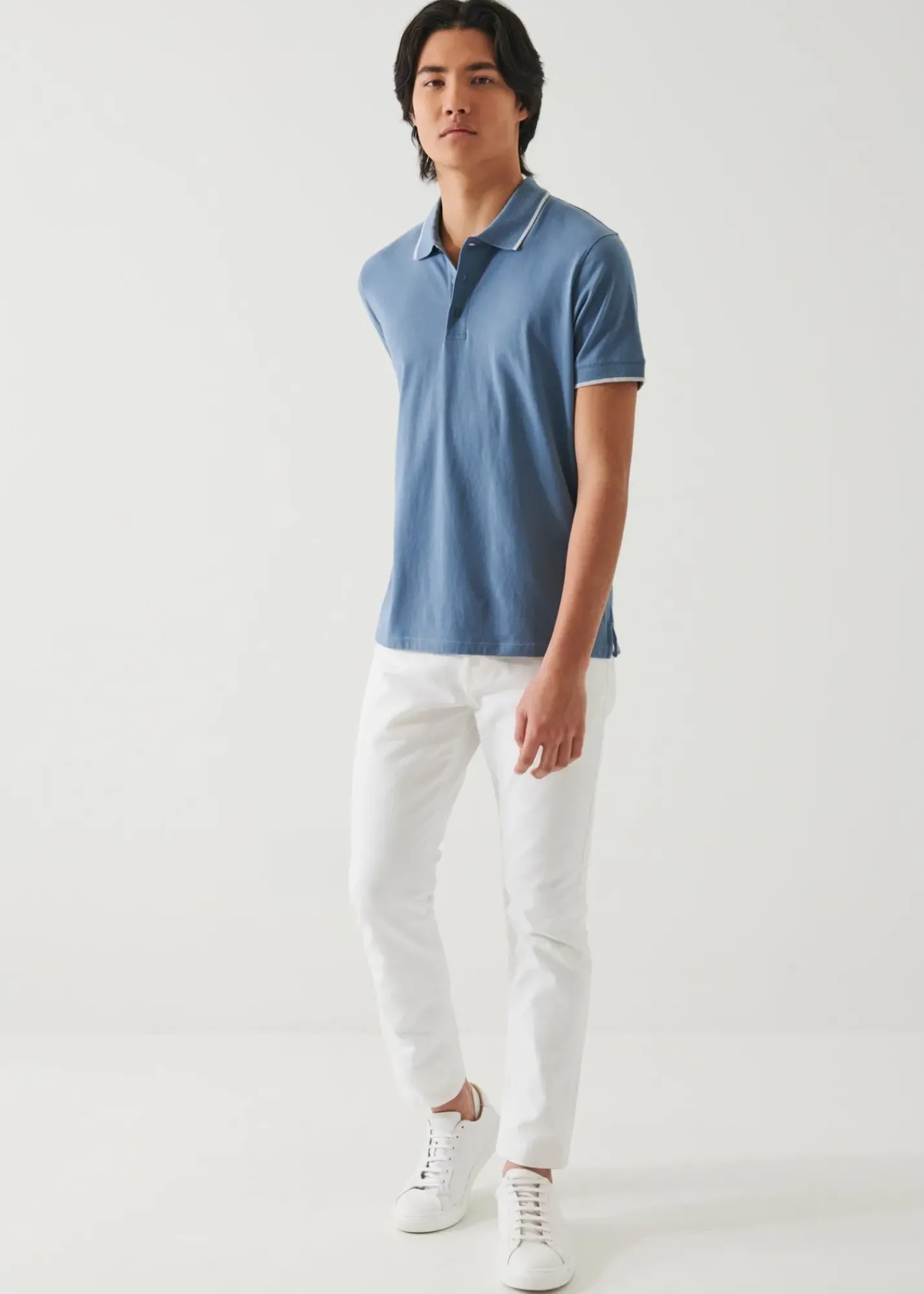 PATRICK ASSARAF Pima Cotton Stretch Tipped Polo|Men Polos