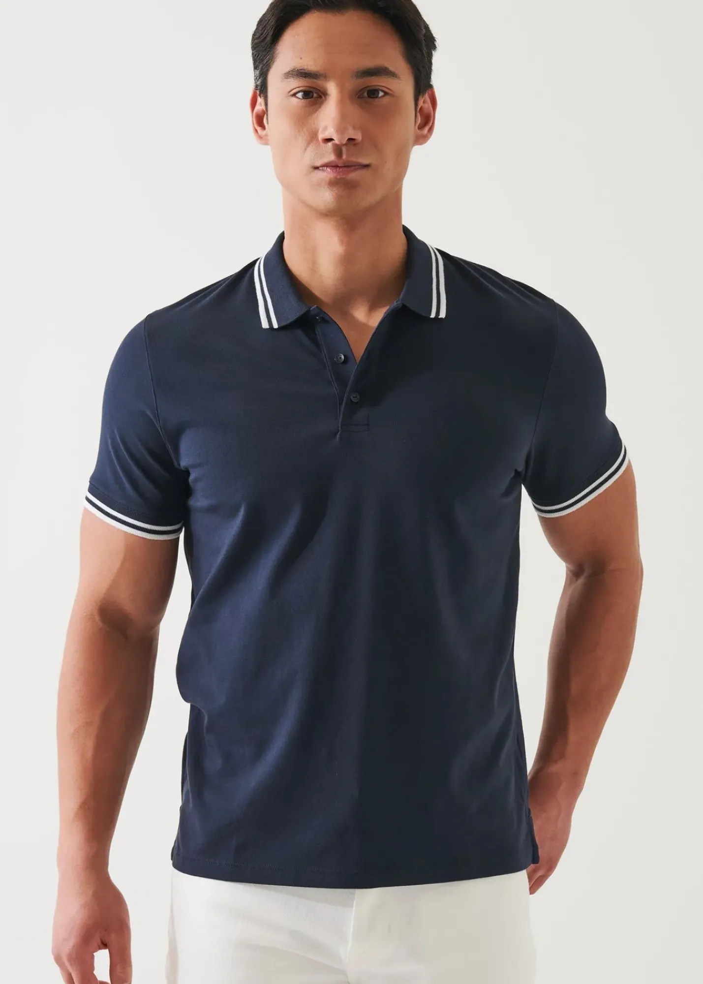PATRICK ASSARAF Pima Cotton Stretch Tipped Polo|Men Polos