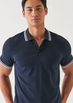 PATRICK ASSARAF Pima Cotton Stretch Tipped Polo|Men Polos