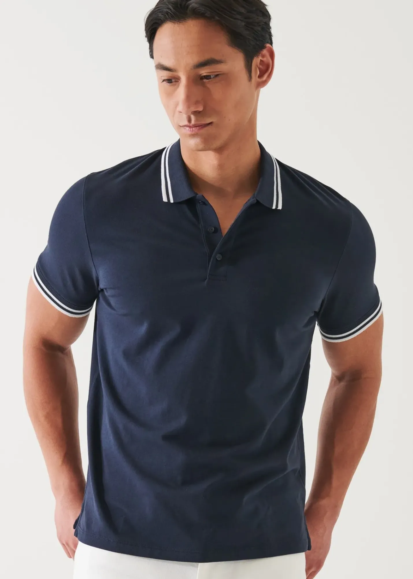 PATRICK ASSARAF Pima Cotton Stretch Tipped Polo|Men Polos