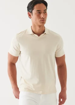 PATRICK ASSARAF Pima Cotton Stretch Tipped Open Polo|Men Polos