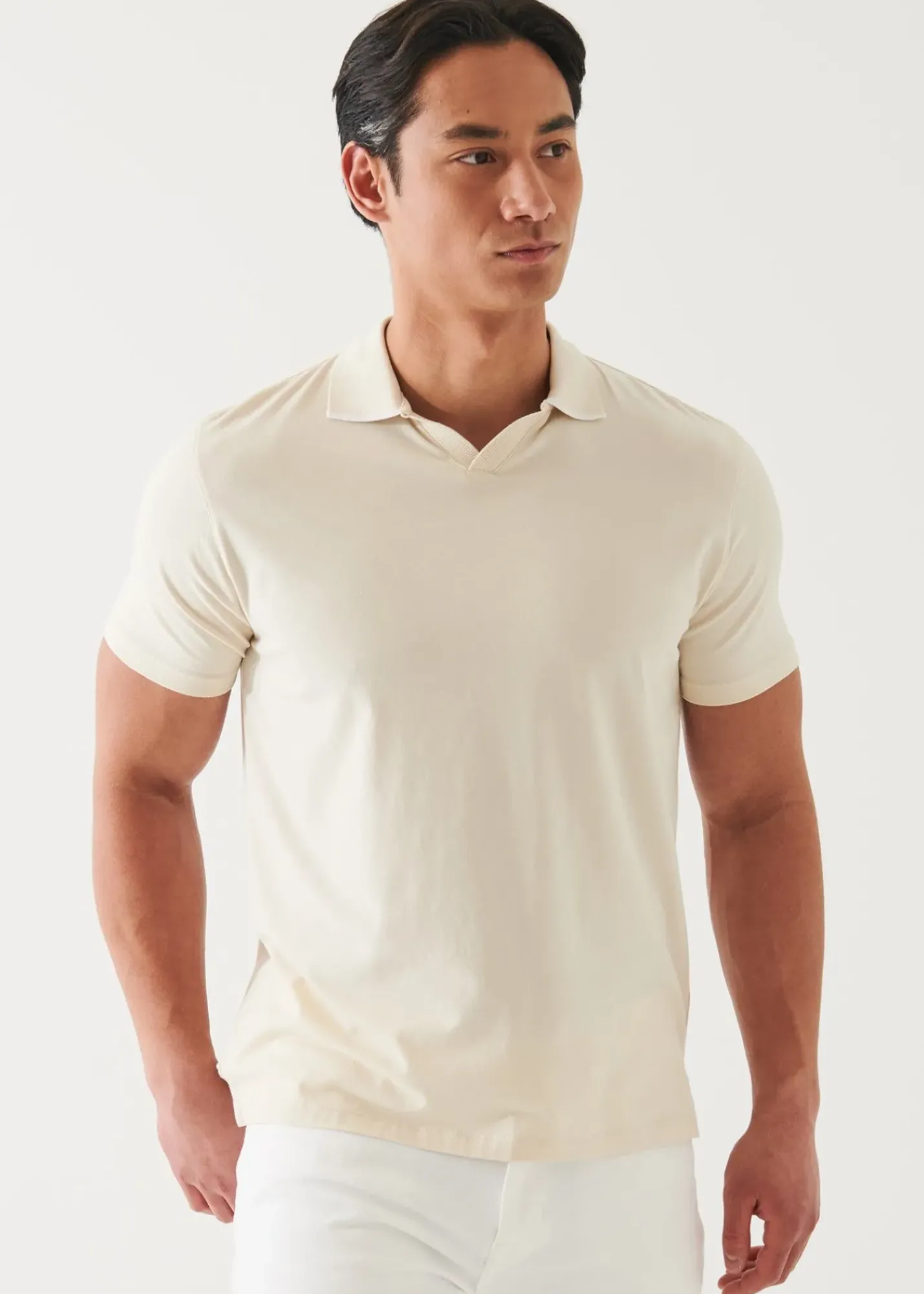 PATRICK ASSARAF Pima Cotton Stretch Tipped Open Polo|Men Polos