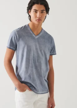 PATRICK ASSARAF Pima Cotton Stretch Vintage Wash V-Neck T-Shirt|Men T-Shirts