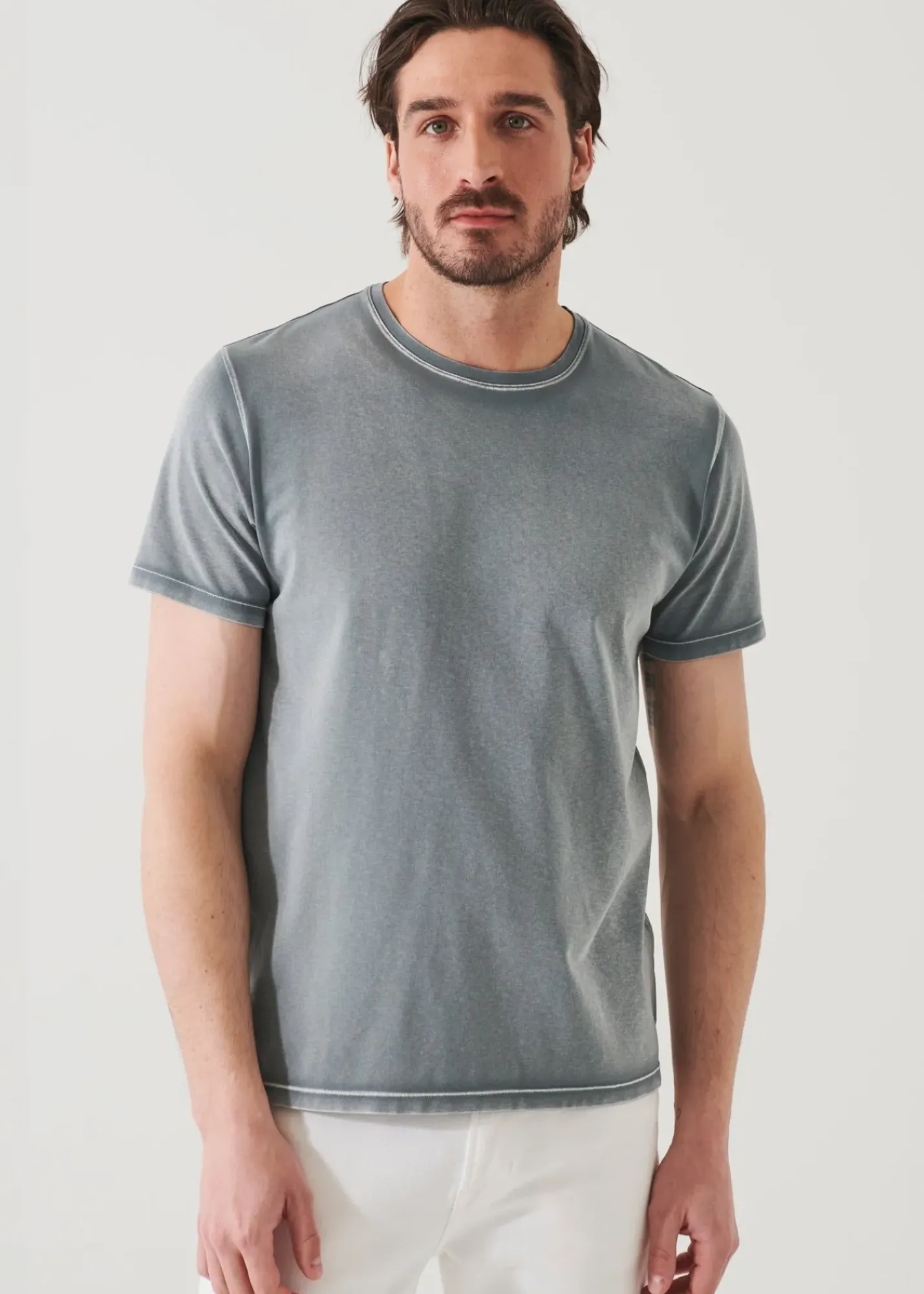 PATRICK ASSARAF Pima Cotton Stretch Vintage Wash T-Shirt|Men T-Shirts