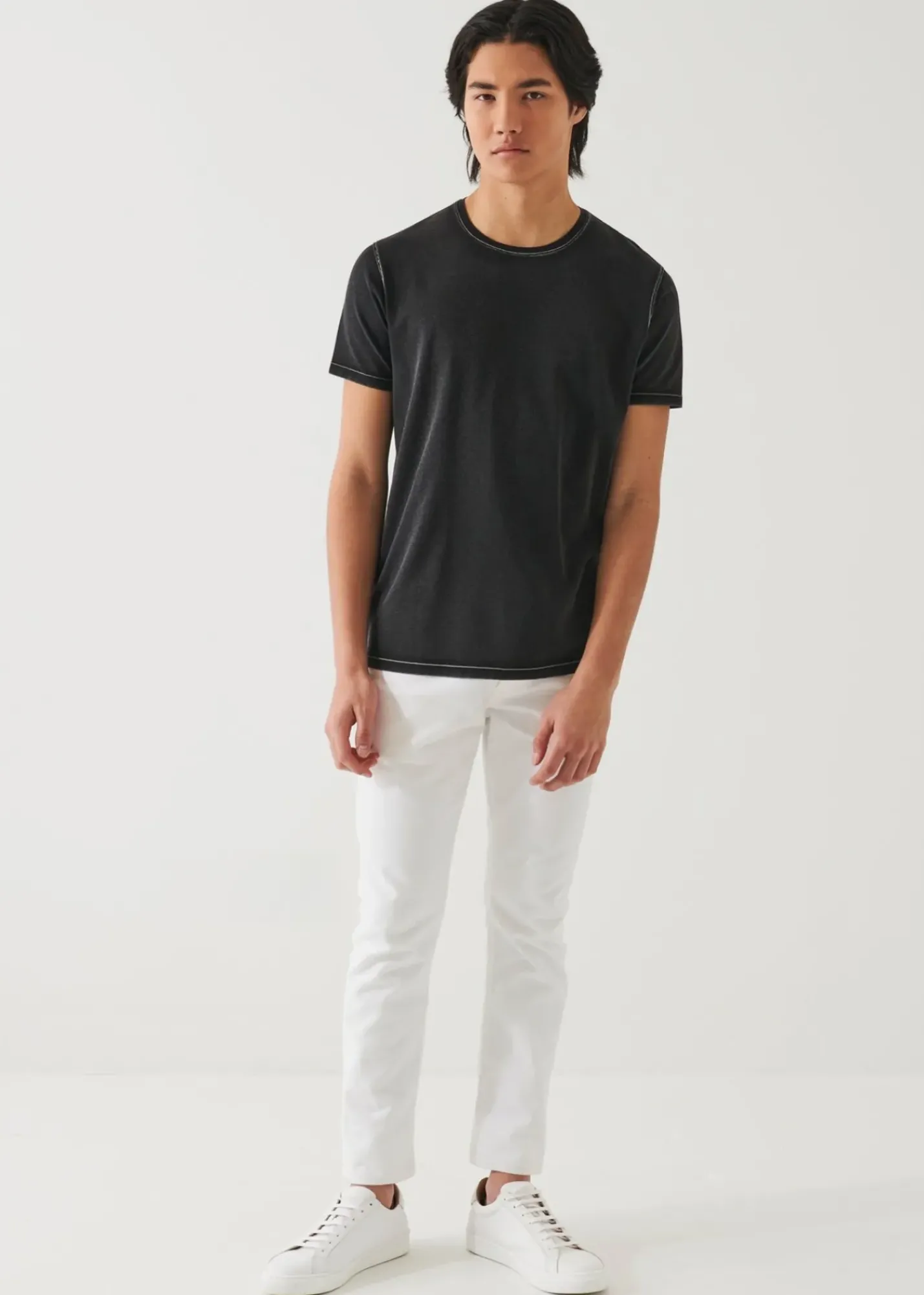 PATRICK ASSARAF Pima Cotton Stretch Vintage Wash T-Shirt|Men T-Shirts
