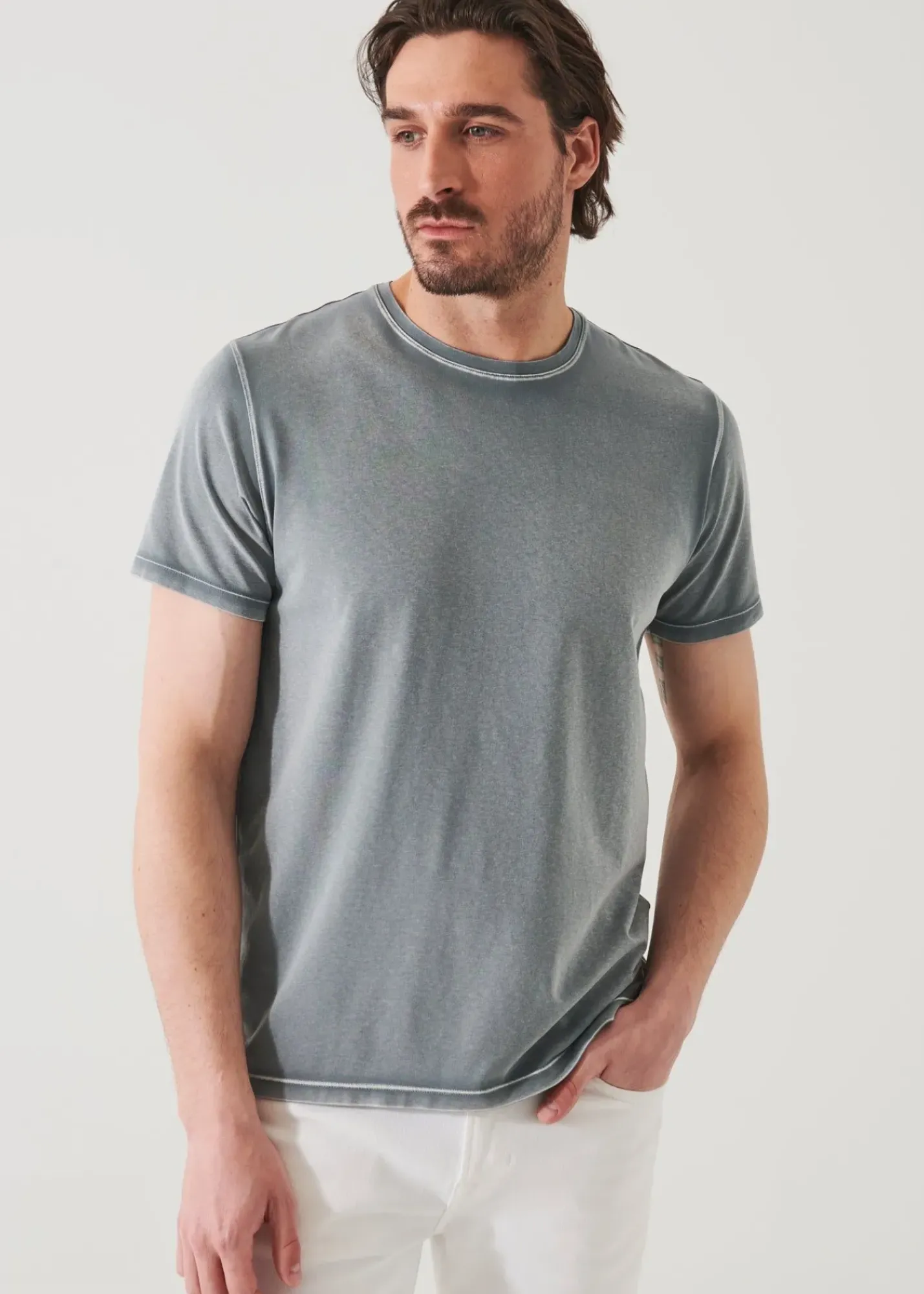 PATRICK ASSARAF Pima Cotton Stretch Vintage Wash T-Shirt|Men T-Shirts