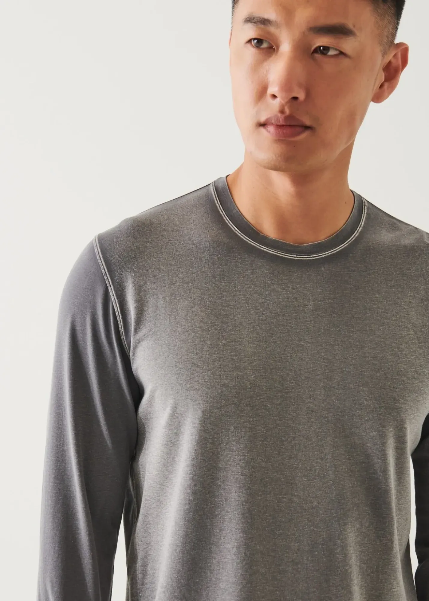 PATRICK ASSARAF Pima Cotton Stretch Vintage Wash Long-Sleeve T-Shirt|Men T-Shirts