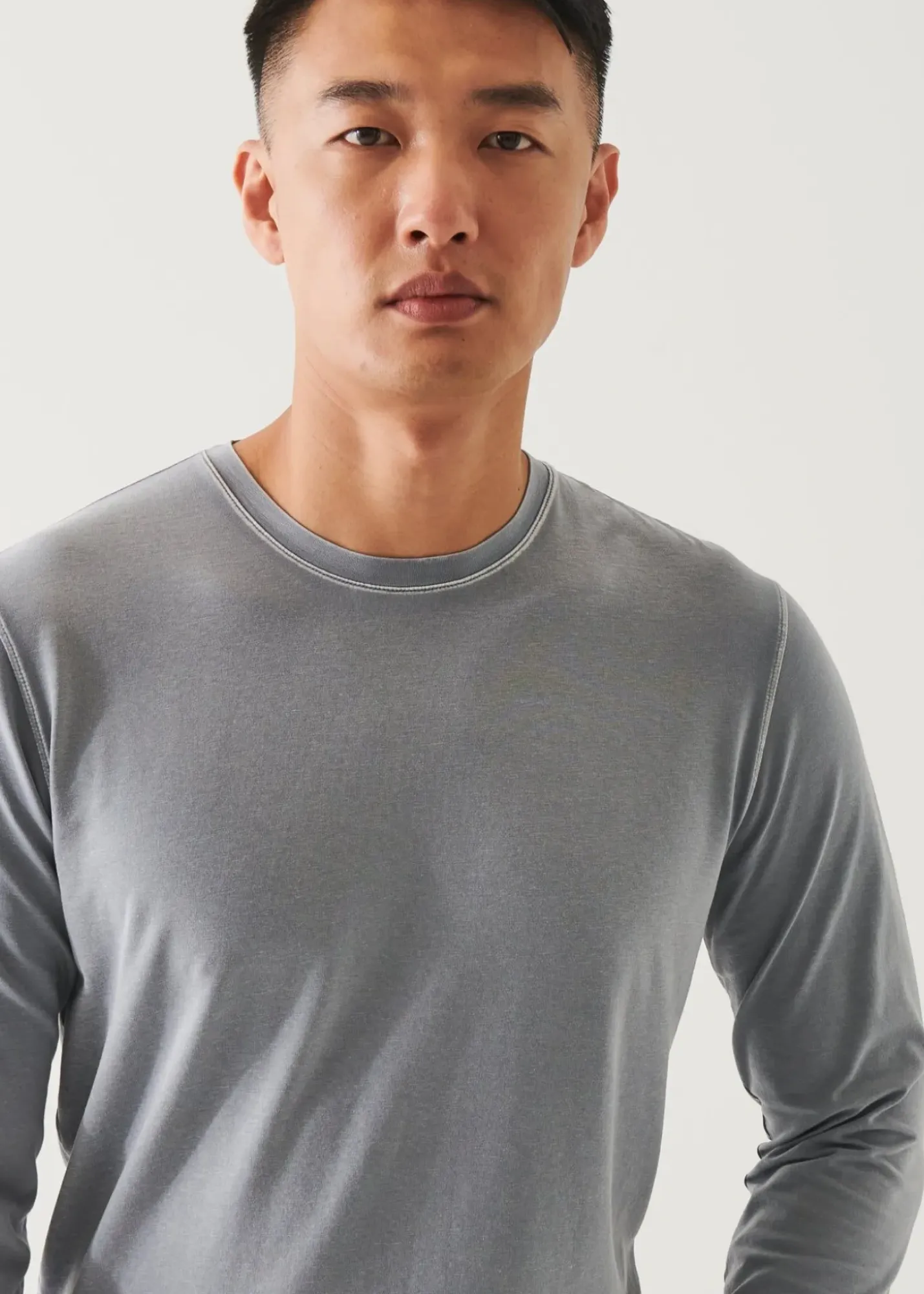 PATRICK ASSARAF Pima Cotton Stretch Vintage Wash Long-Sleeve T-Shirt|Men T-Shirts