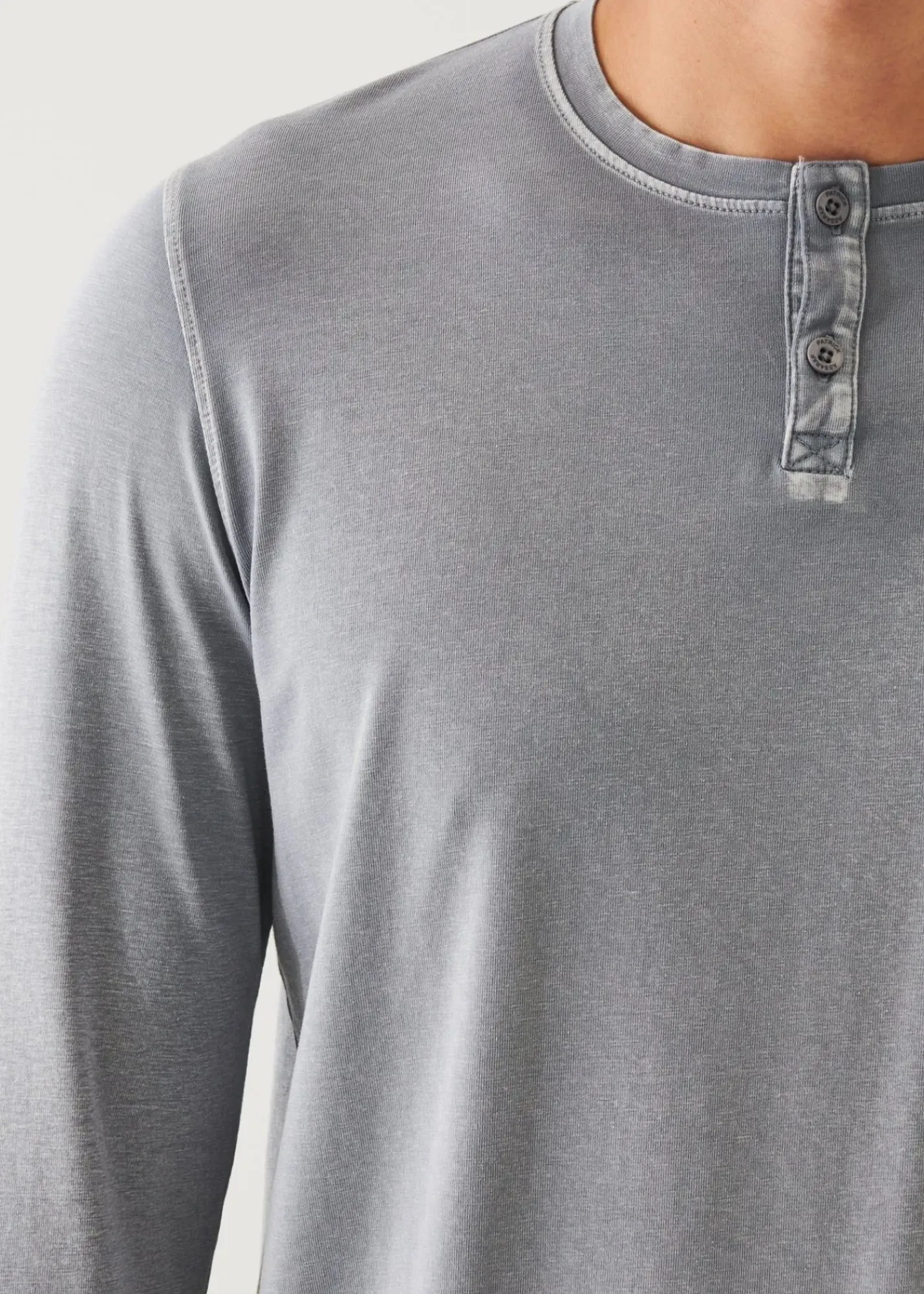 PATRICK ASSARAF Pima Cotton Stretch Vintage Wash Henley|Men T-Shirts