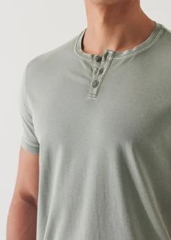 PATRICK ASSARAF Pima Cotton Stretch Vintage Wash Henley T-Shirt|Men T-Shirts