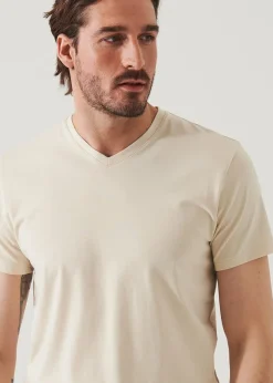 PATRICK ASSARAF Pima Cotton Stretch V-Neck T-Shirt|Men T-Shirts