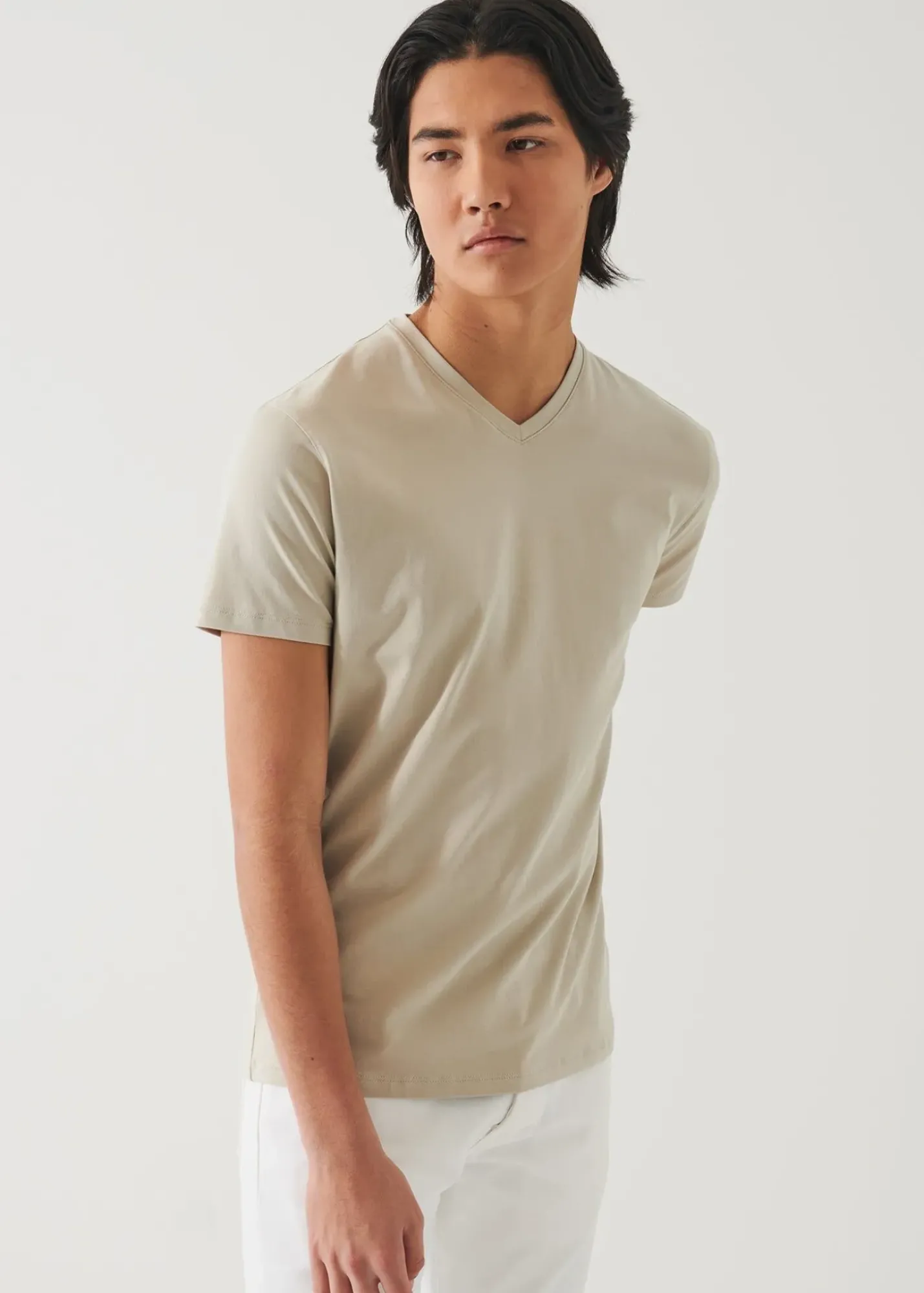 PATRICK ASSARAF Pima Cotton Stretch V-Neck T-Shirt|Men T-Shirts