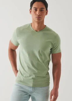 PATRICK ASSARAF Pima Cotton Stretch V-Neck T-Shirt|Men T-Shirts
