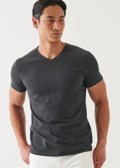 PATRICK ASSARAF Pima Cotton Stretch V-Neck T-Shirt|Men T-Shirts