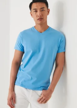 PATRICK ASSARAF Pima Cotton Stretch V-Neck T-Shirt|Men T-Shirts