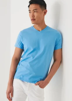 PATRICK ASSARAF Pima Cotton Stretch V-Neck T-Shirt|Men T-Shirts