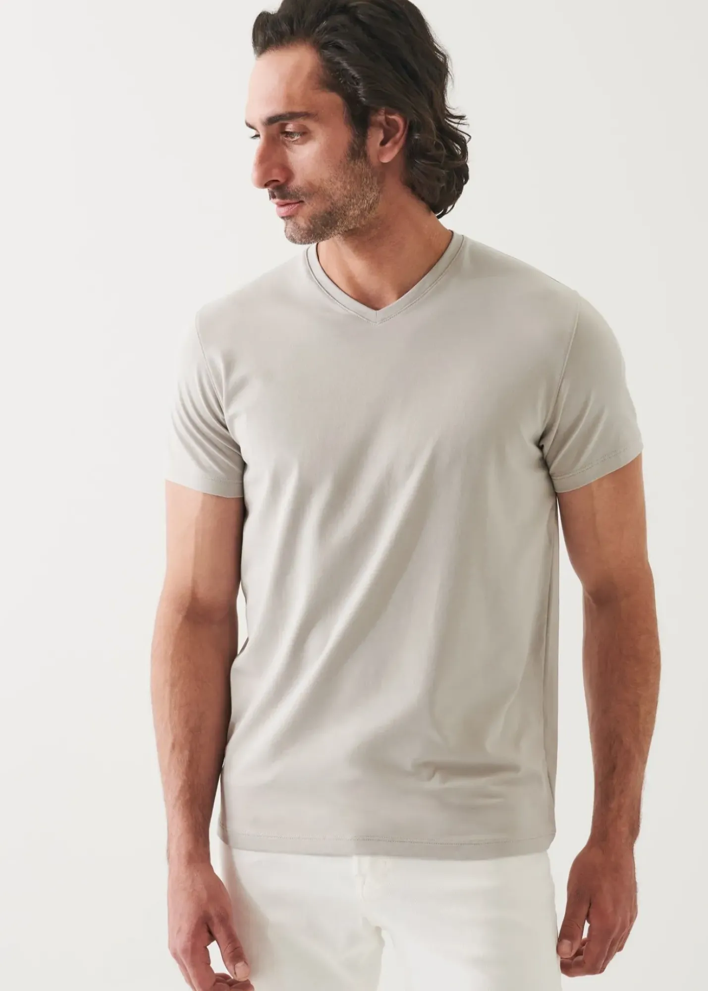 PATRICK ASSARAF Pima Cotton Stretch V-Neck T-Shirt|Men T-Shirts
