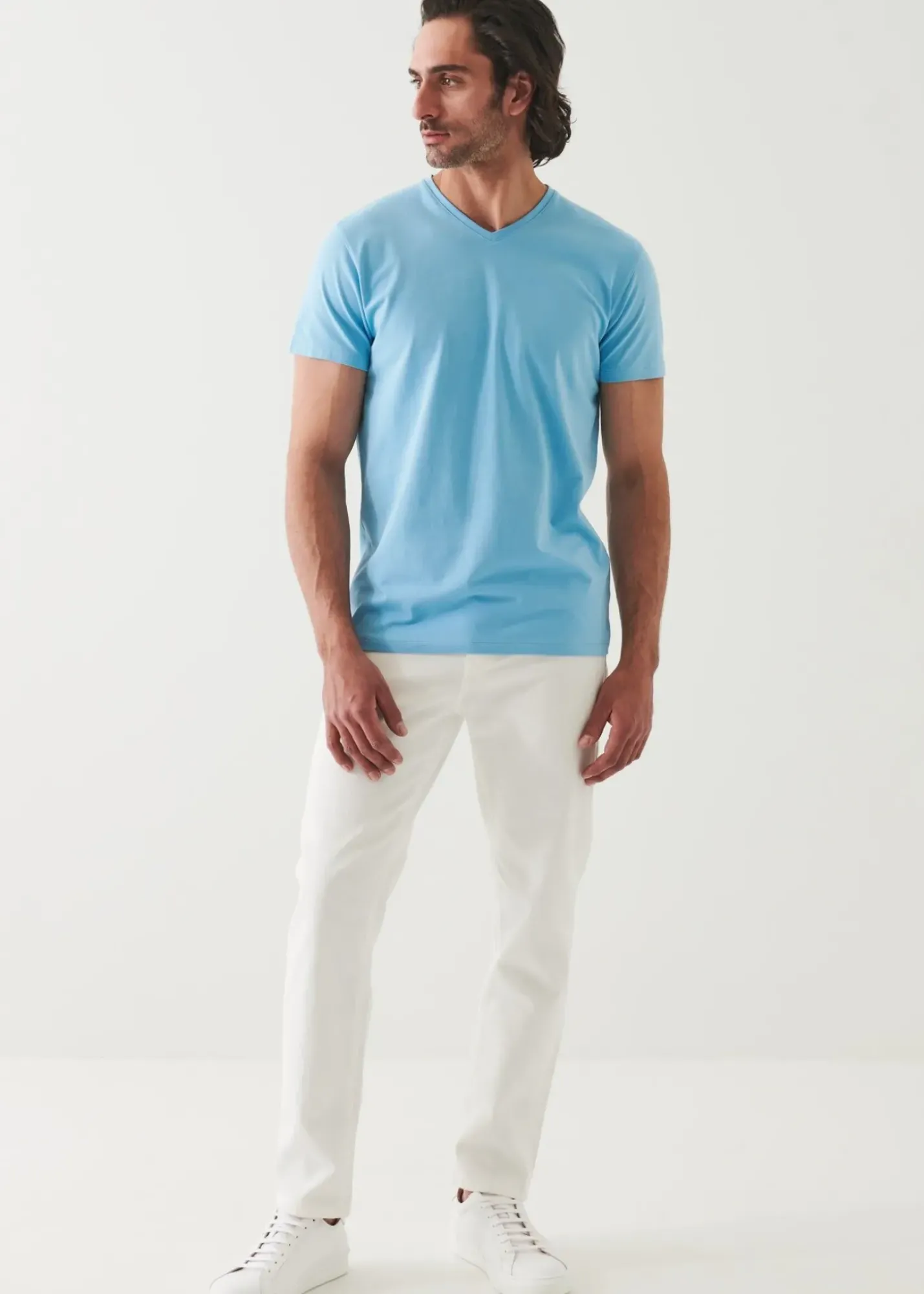 PATRICK ASSARAF Pima Cotton Stretch V-Neck T-Shirt|Men T-Shirts