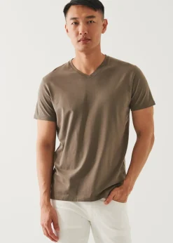 PATRICK ASSARAF Pima Cotton Stretch V-Neck T-Shirt|Men T-Shirts