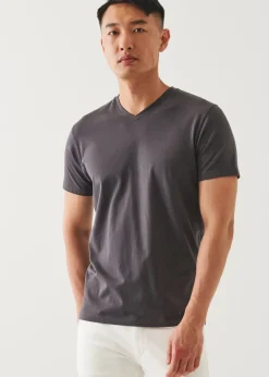 PATRICK ASSARAF Pima Cotton Stretch V-Neck T-Shirt|Men T-Shirts