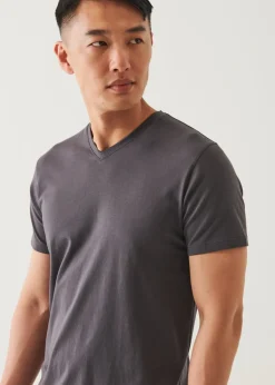 PATRICK ASSARAF Pima Cotton Stretch V-Neck T-Shirt|Men T-Shirts