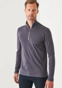 PATRICK ASSARAF Pima Cotton Stretch Zip Mock|Men Sweatshirts & Hoodies