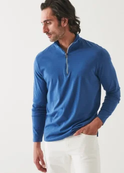 PATRICK ASSARAF Pima Cotton Stretch Zip Mock|Men Sweatshirts & Hoodies
