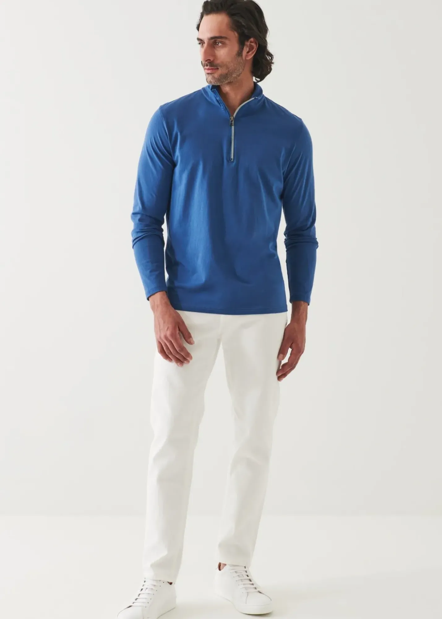 PATRICK ASSARAF Pima Cotton Stretch Zip Mock|Men Sweatshirts & Hoodies