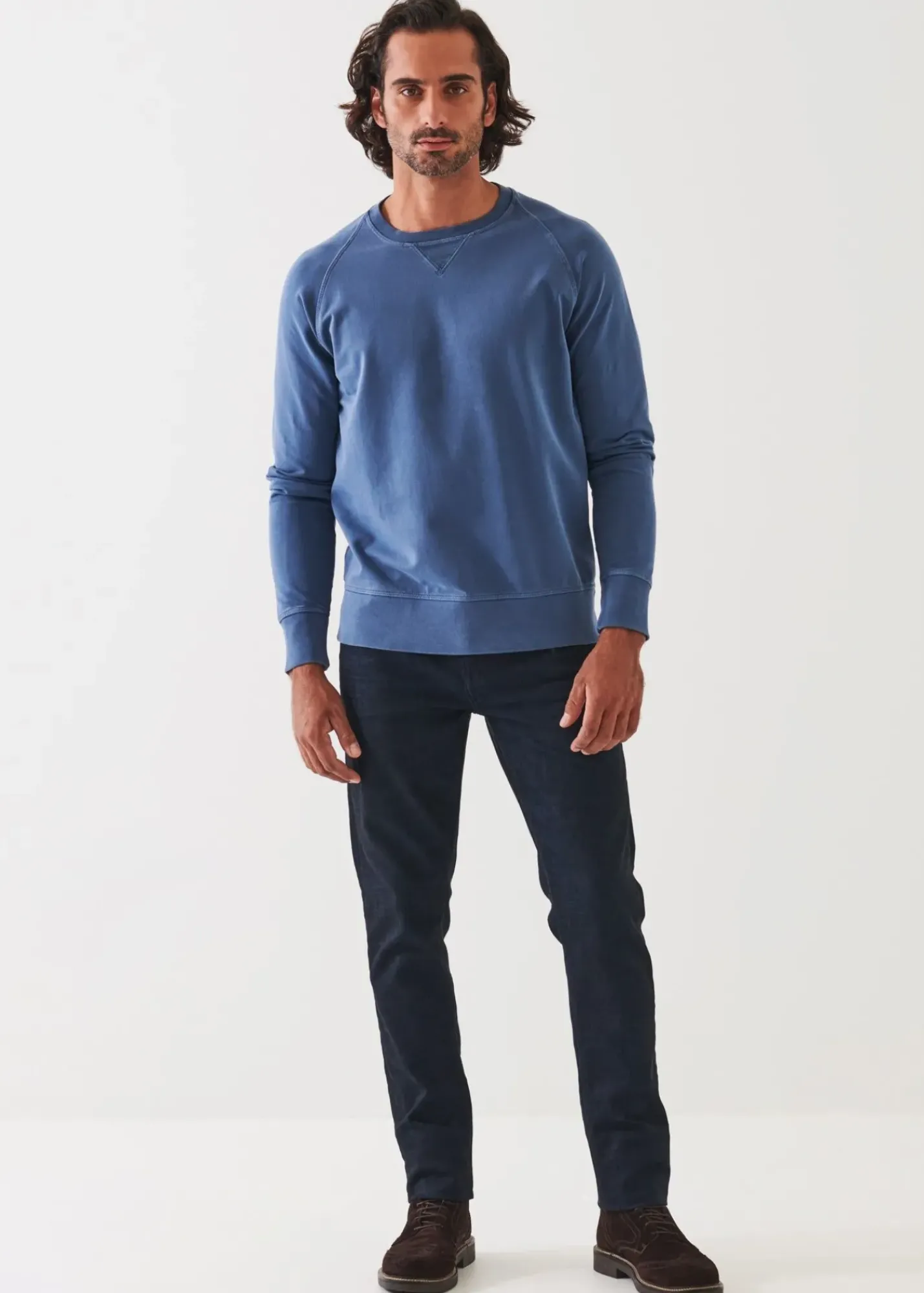PATRICK ASSARAF Pima Stretch Fleece Crewneck|Men Sweatshirts & Hoodies