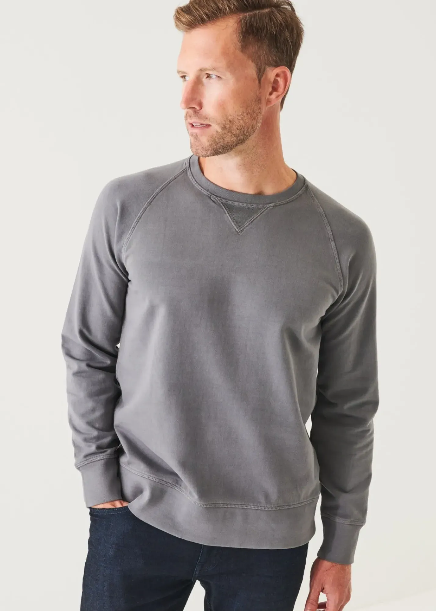 PATRICK ASSARAF Pima Stretch Fleece Crewneck|Men Sweatshirts & Hoodies