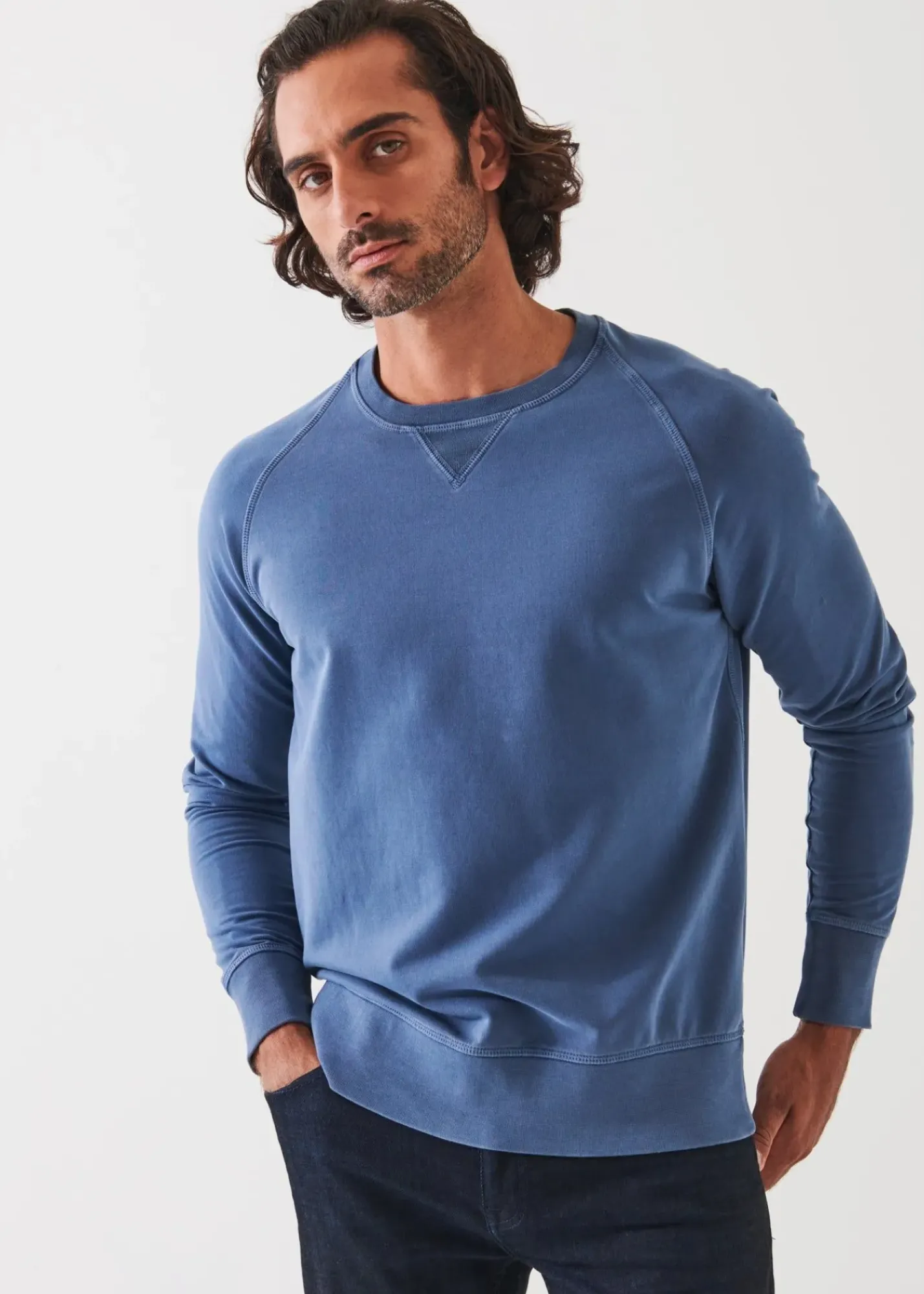 PATRICK ASSARAF Pima Stretch Fleece Crewneck|Men Sweatshirts & Hoodies