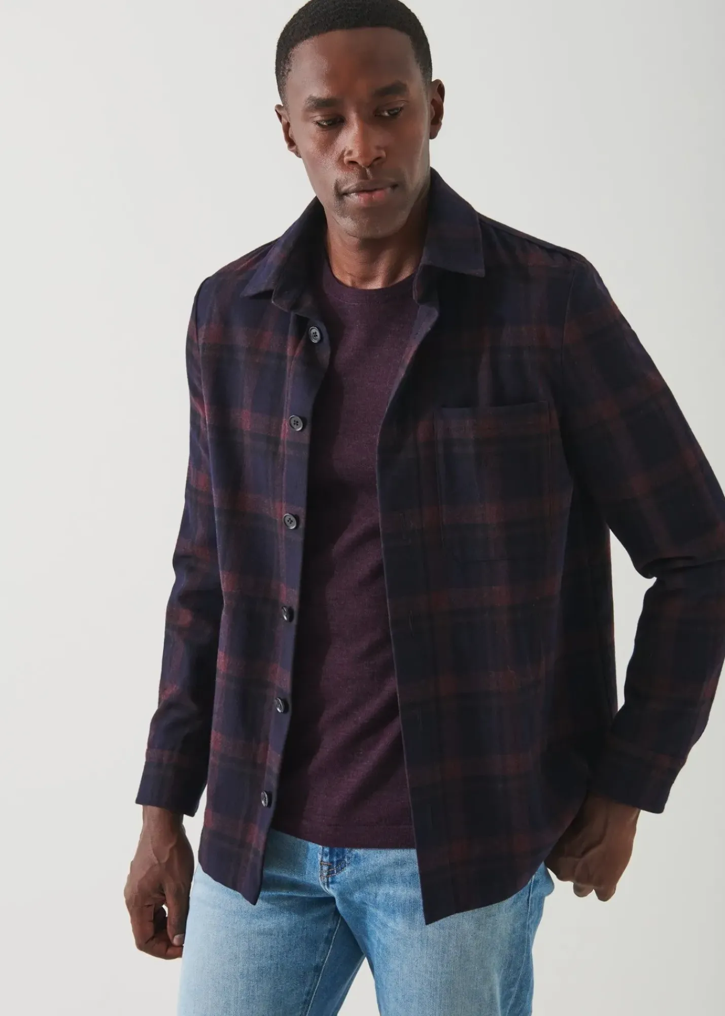 PATRICK ASSARAF Plaid Shirt Jacket|Men Outerwear