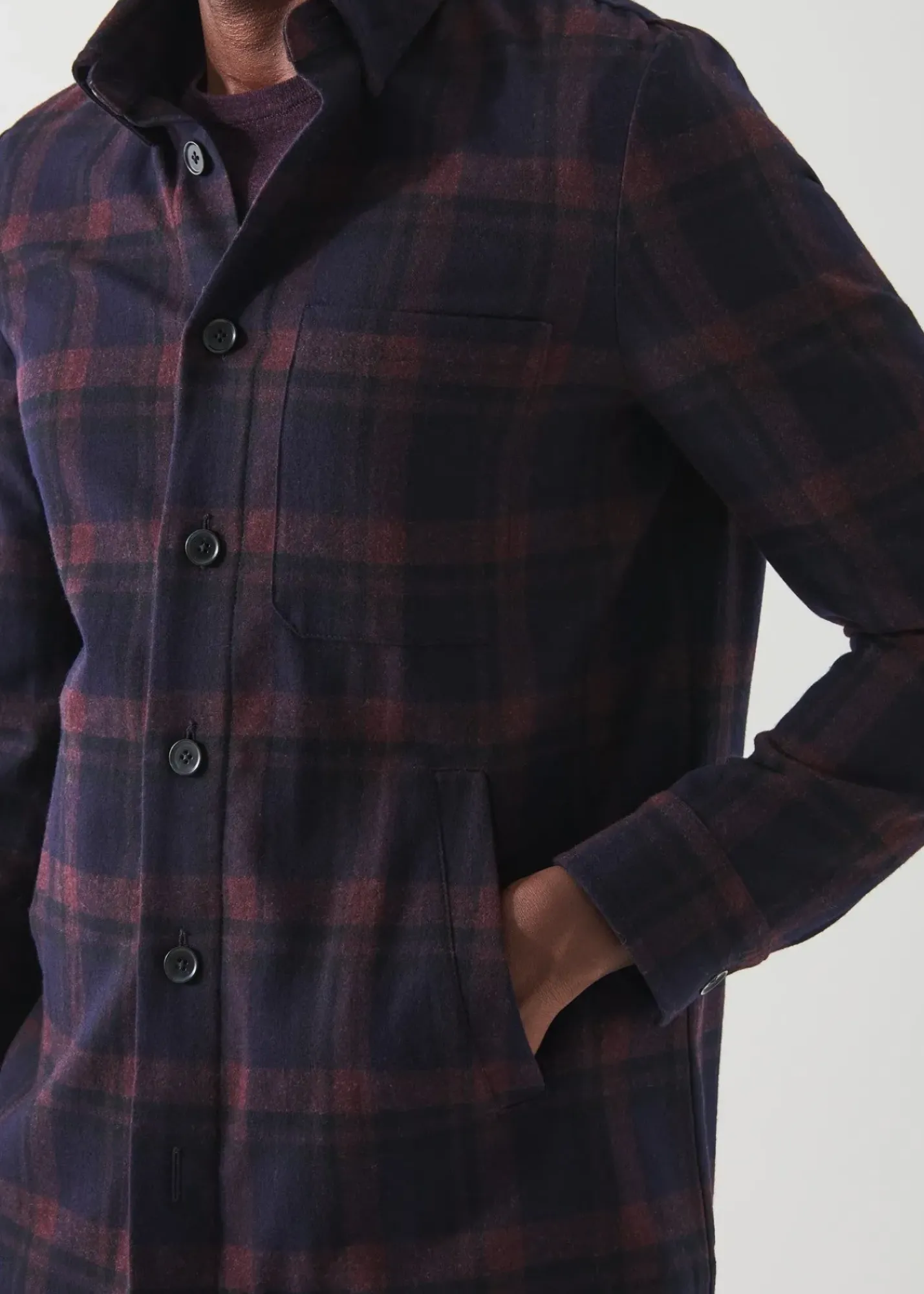 PATRICK ASSARAF Plaid Shirt Jacket|Men Outerwear