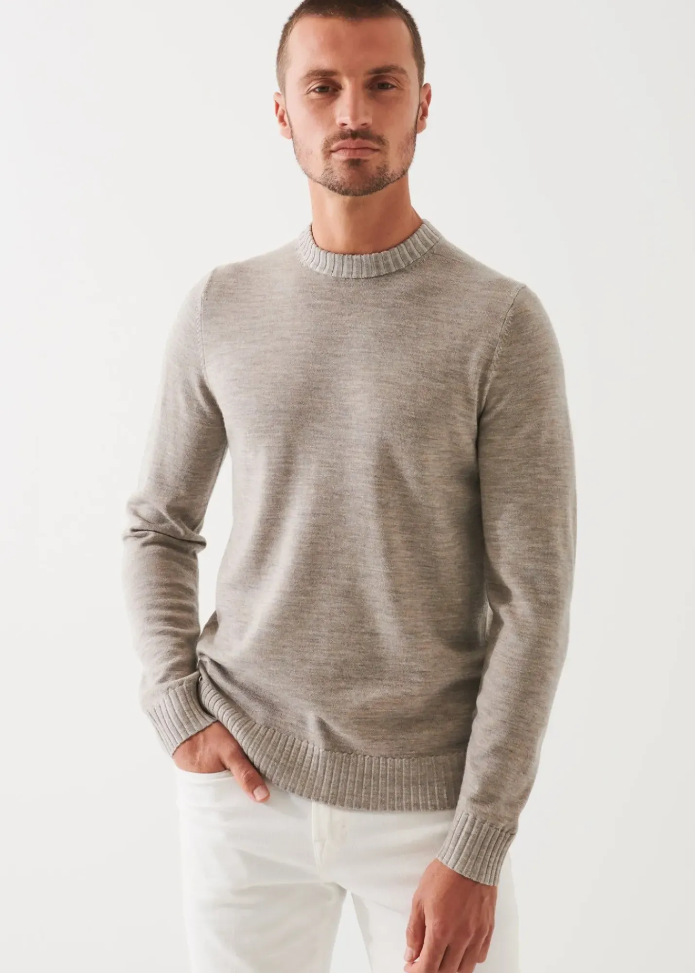 PATRICK ASSARAF Plaited Merino Wool Crewneck|Men Knitwear