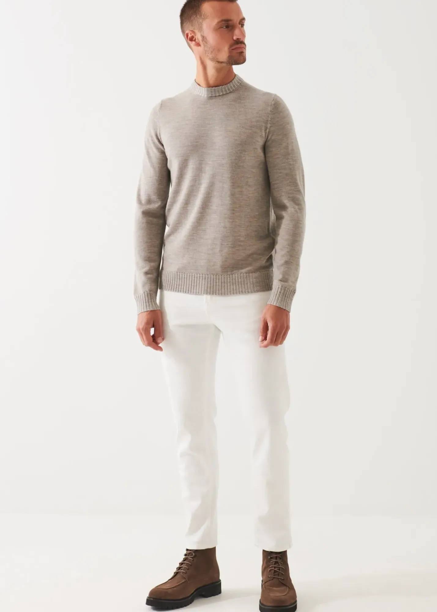 PATRICK ASSARAF Plaited Merino Wool Crewneck|Men Knitwear