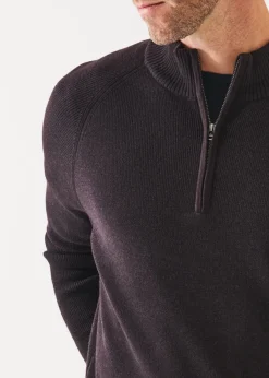 PATRICK ASSARAF Plaited Ribbed Quarter-Zip Mock|Men Knitwear