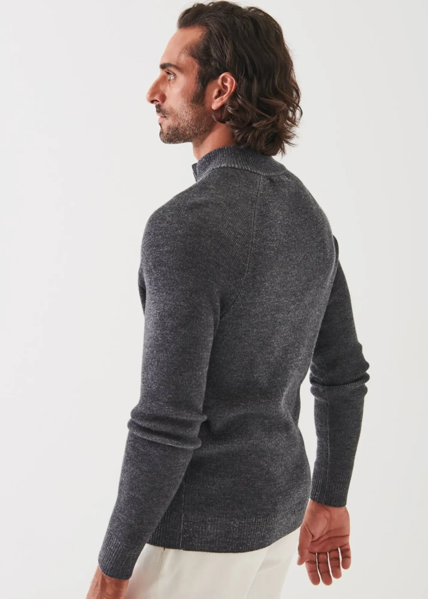PATRICK ASSARAF Plaited Ribbed Quarter-Zip Mock|Men Knitwear