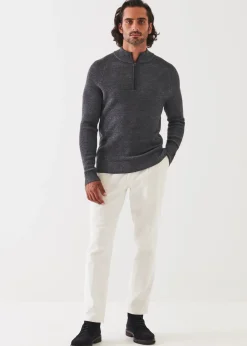 PATRICK ASSARAF Plaited Ribbed Quarter-Zip Mock|Men Knitwear