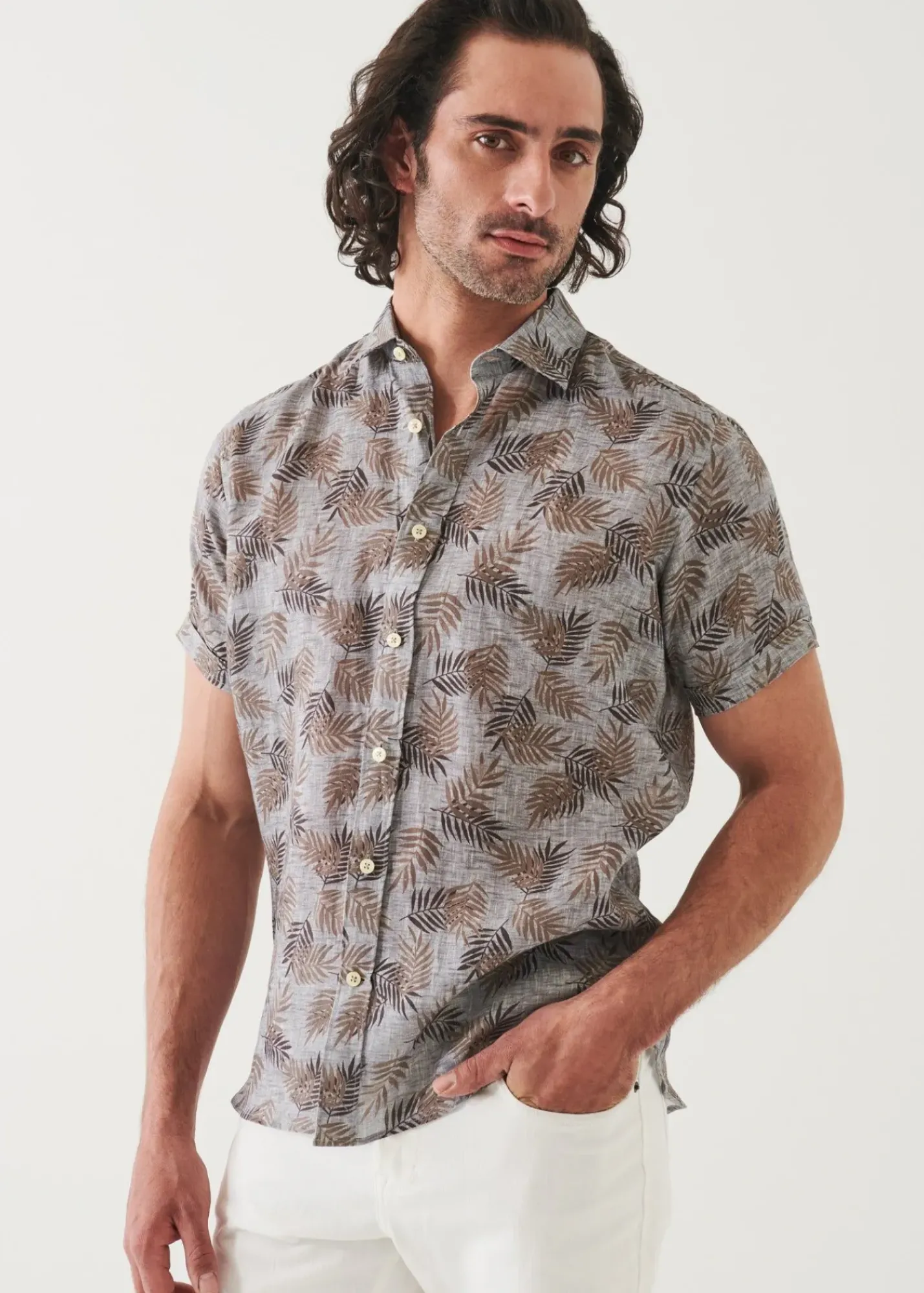 PATRICK ASSARAF Printed Linen Shirt|Men Shirts