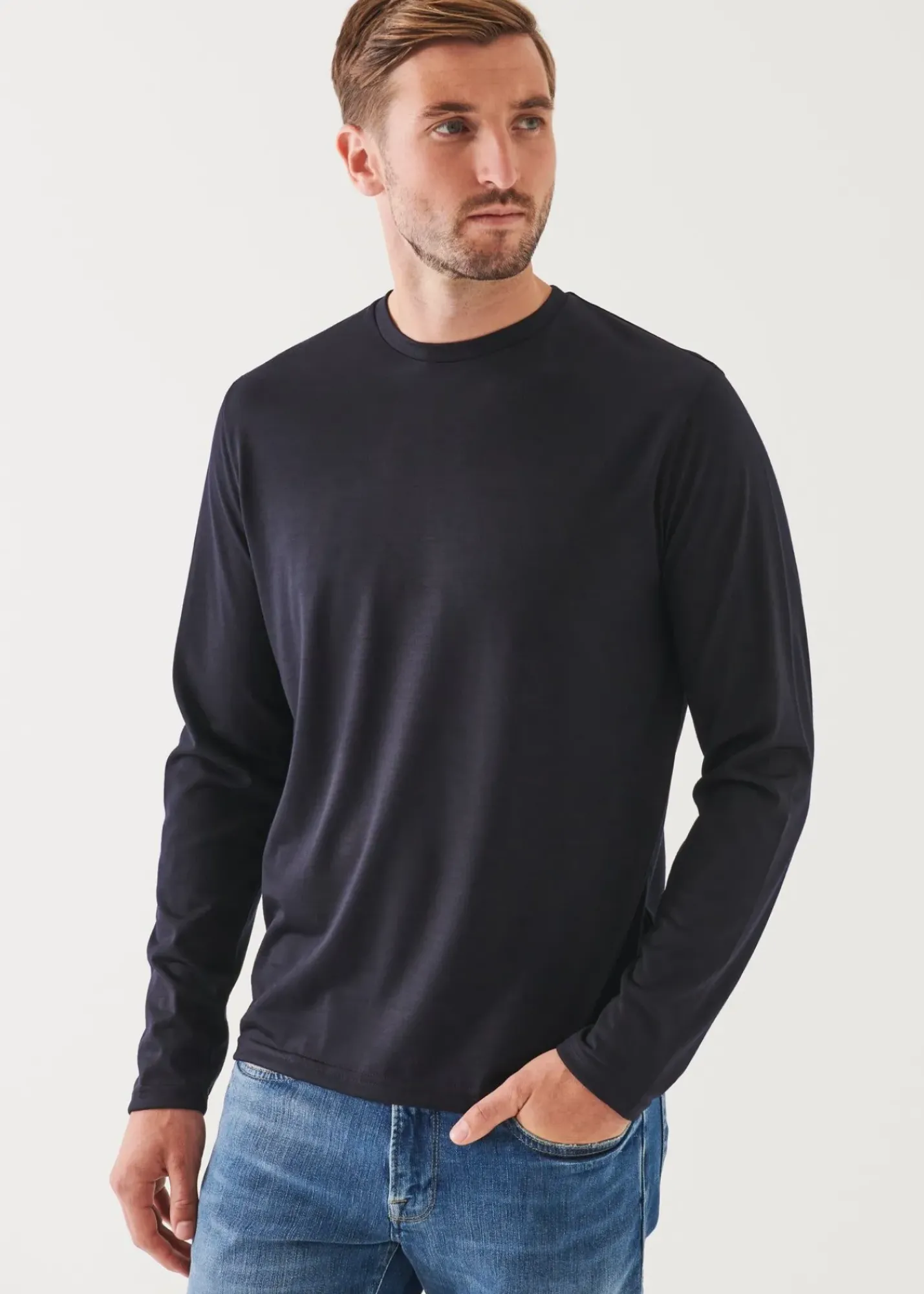 PATRICK ASSARAF Reda Active Wool Long-Sleeve Knit T-Shirt|Men T-Shirts