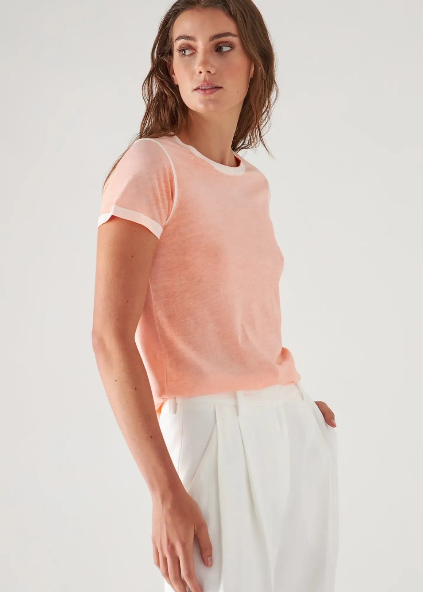 PATRICK ASSARAF Reverse Spray Lightweight Pima Cotton T-Shirt|Women T-Shirts