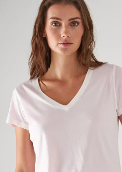 PATRICK ASSARAF Reverse Spray Lightweight Pima Cotton V-Neck T-Shirt|Women T-Shirts