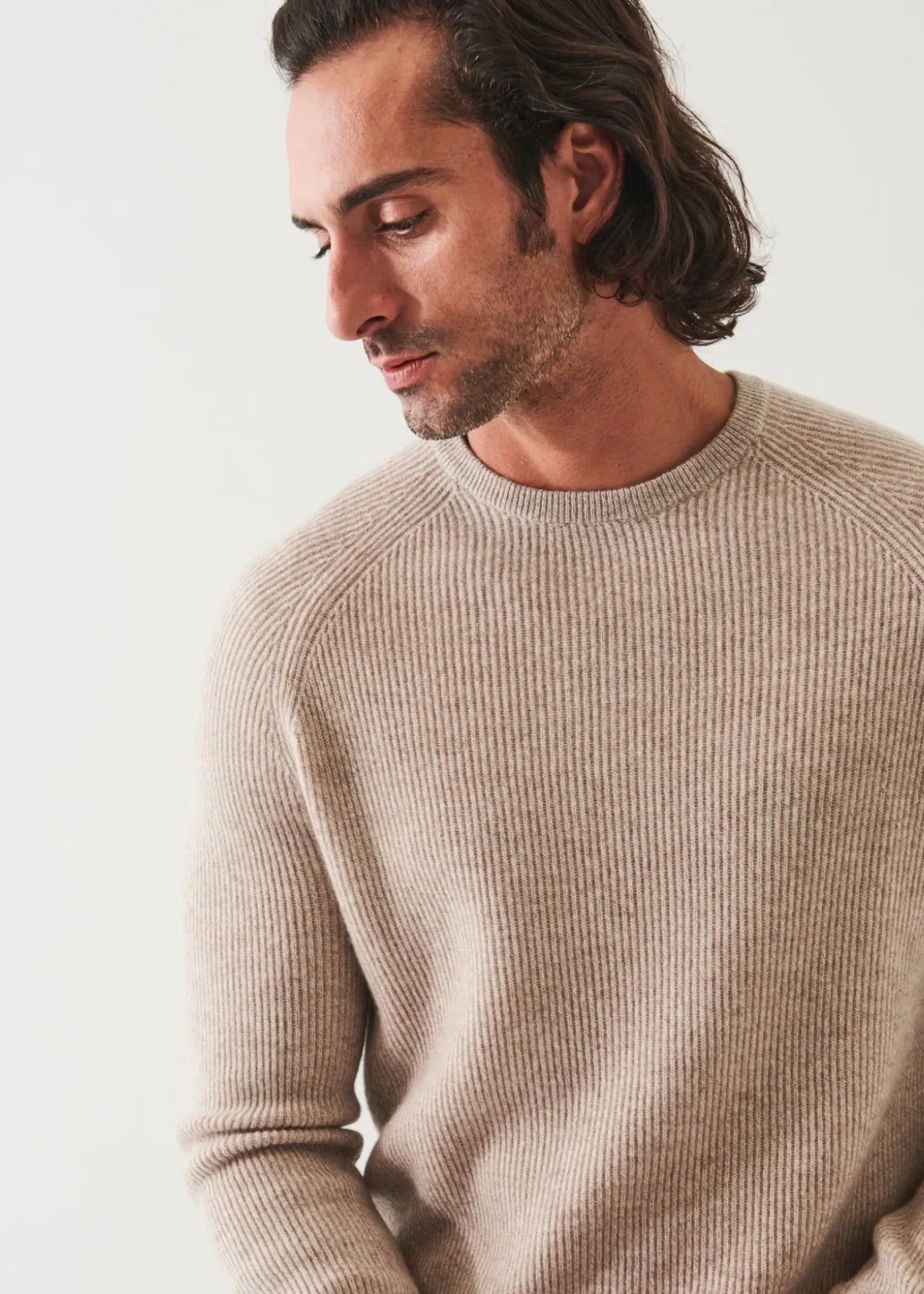 PATRICK ASSARAF Ribbed Cashmere Crewneck|Men Knitwear