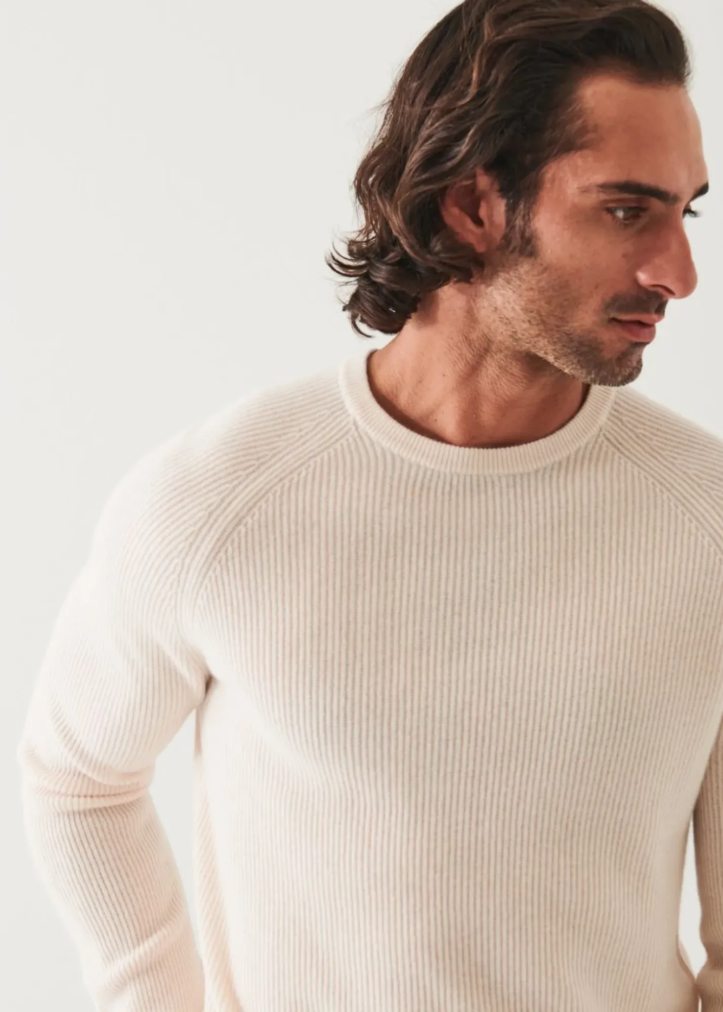 PATRICK ASSARAF Ribbed Cashmere Crewneck|Men Knitwear