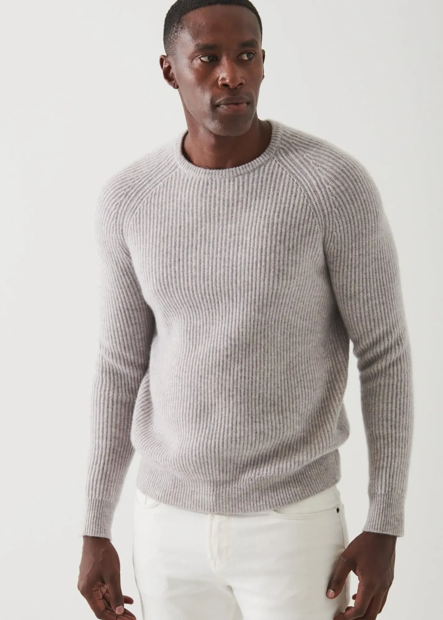 PATRICK ASSARAF Ribbed Cashmere Crewneck|Men Knitwear