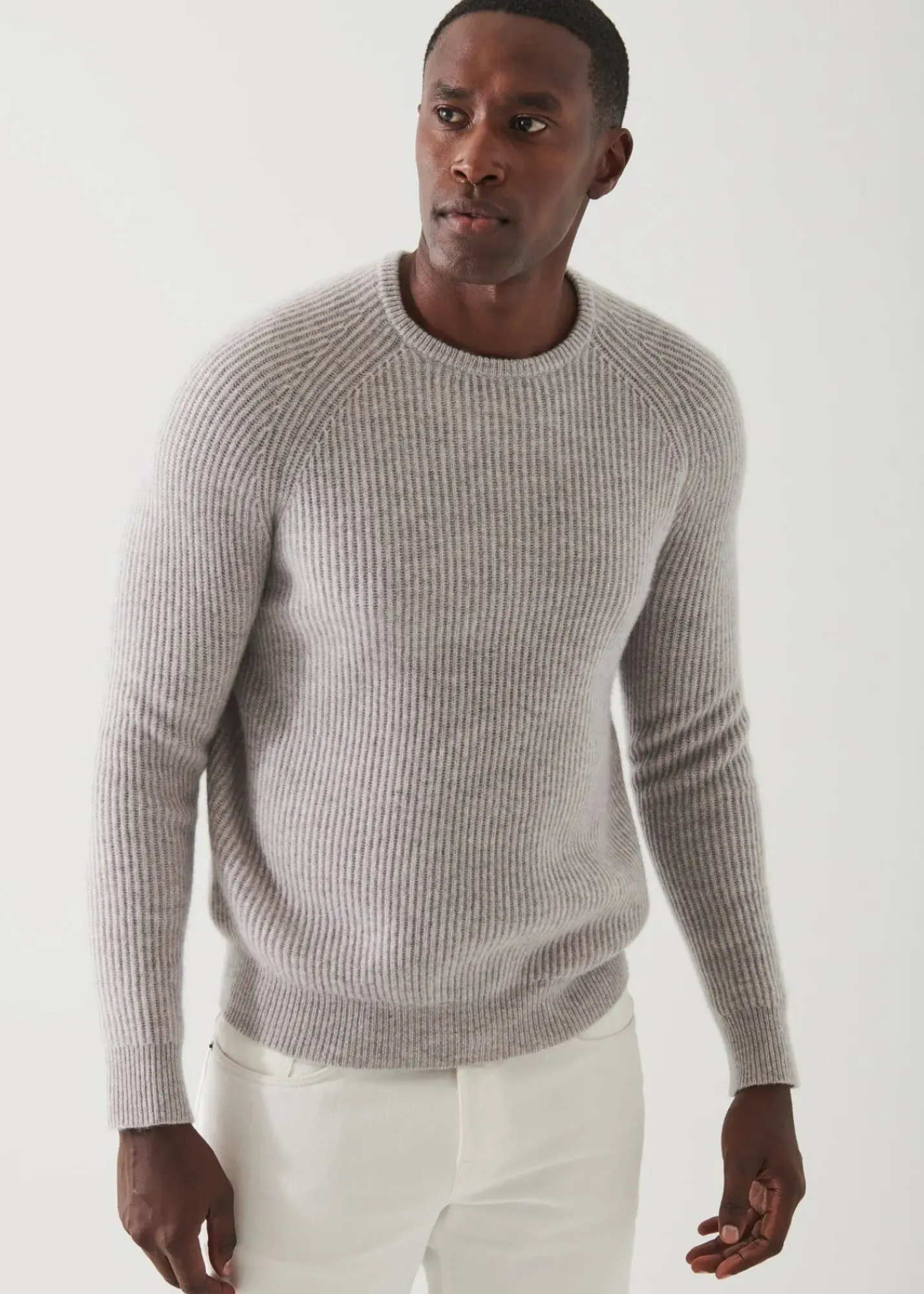 PATRICK ASSARAF Ribbed Cashmere Crewneck|Men Knitwear
